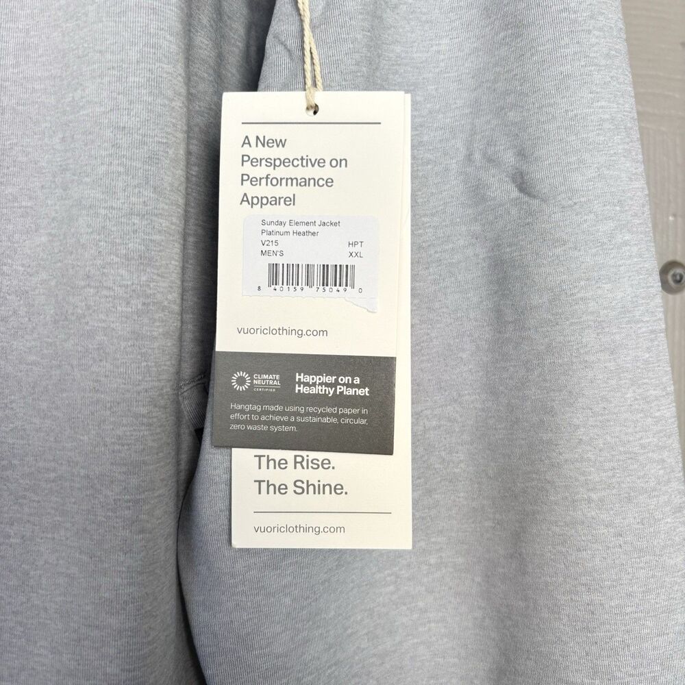 Vuori Men’s Sunday Element Jacket Platinum Heather Gray XXL V215  New w/tag $128 - Picture 4 of 4